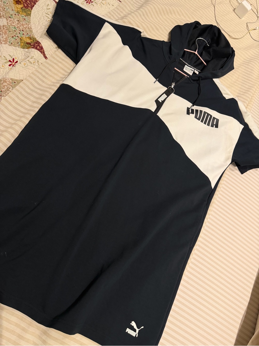 Puma Black and White Hooded Polo Mini Dress